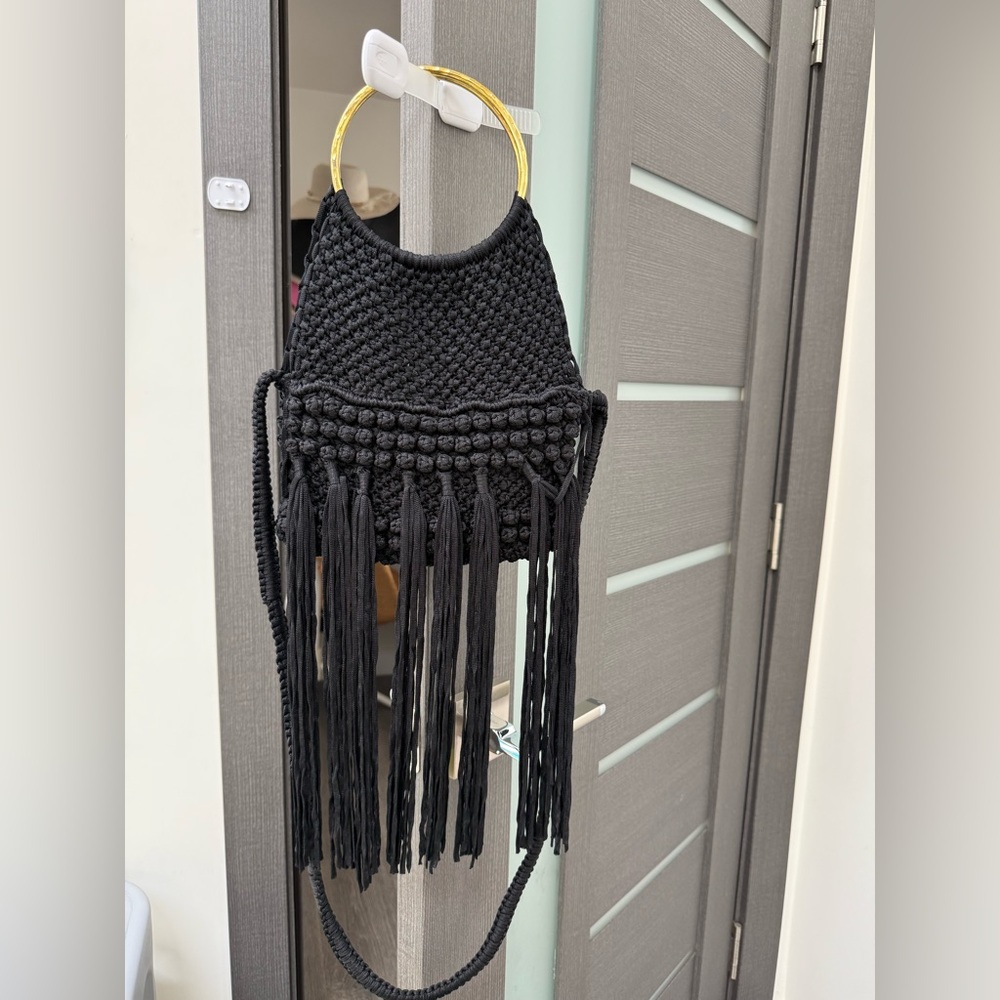 Cleobella Black Woven Bag with Gold Accents - Picture 2 of 14